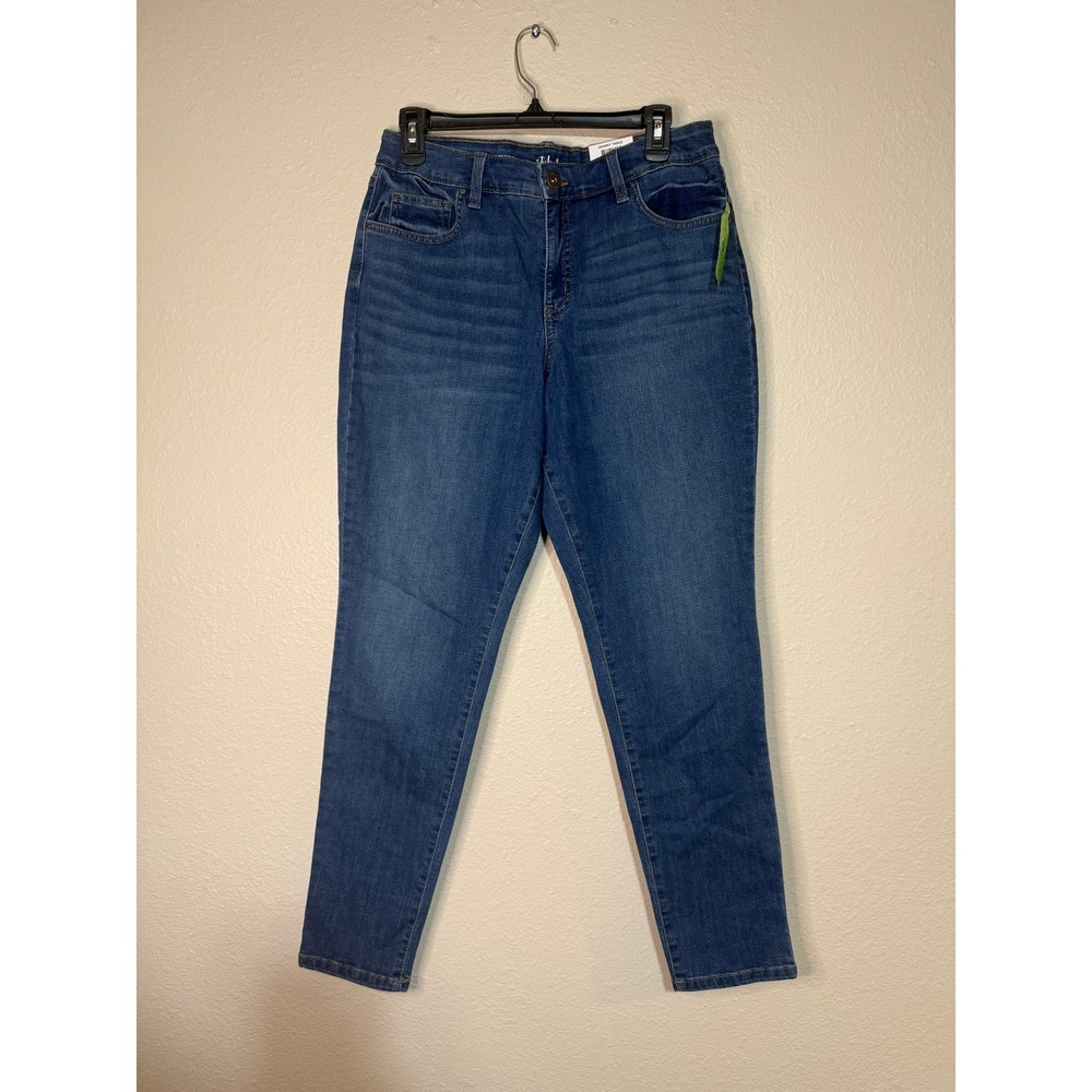 Style & Co Curvy Skinny Jeans Womens 12 Medium Wash Mid Rise Slimming Pocket